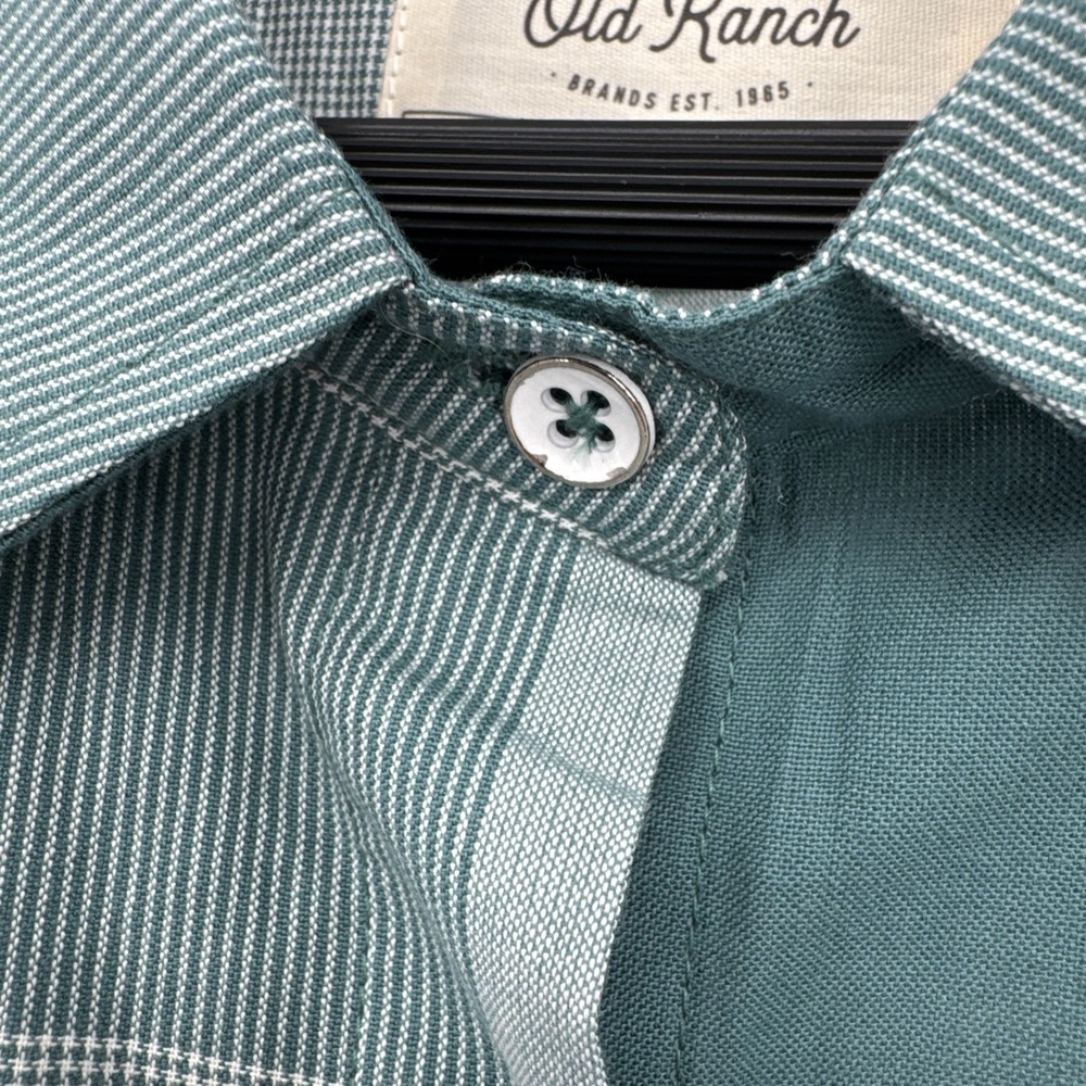 Old Ranch Brands Teal White Plaid Organic Cotton Tank Top Button Down Shirt XL - Picture 7 of 11